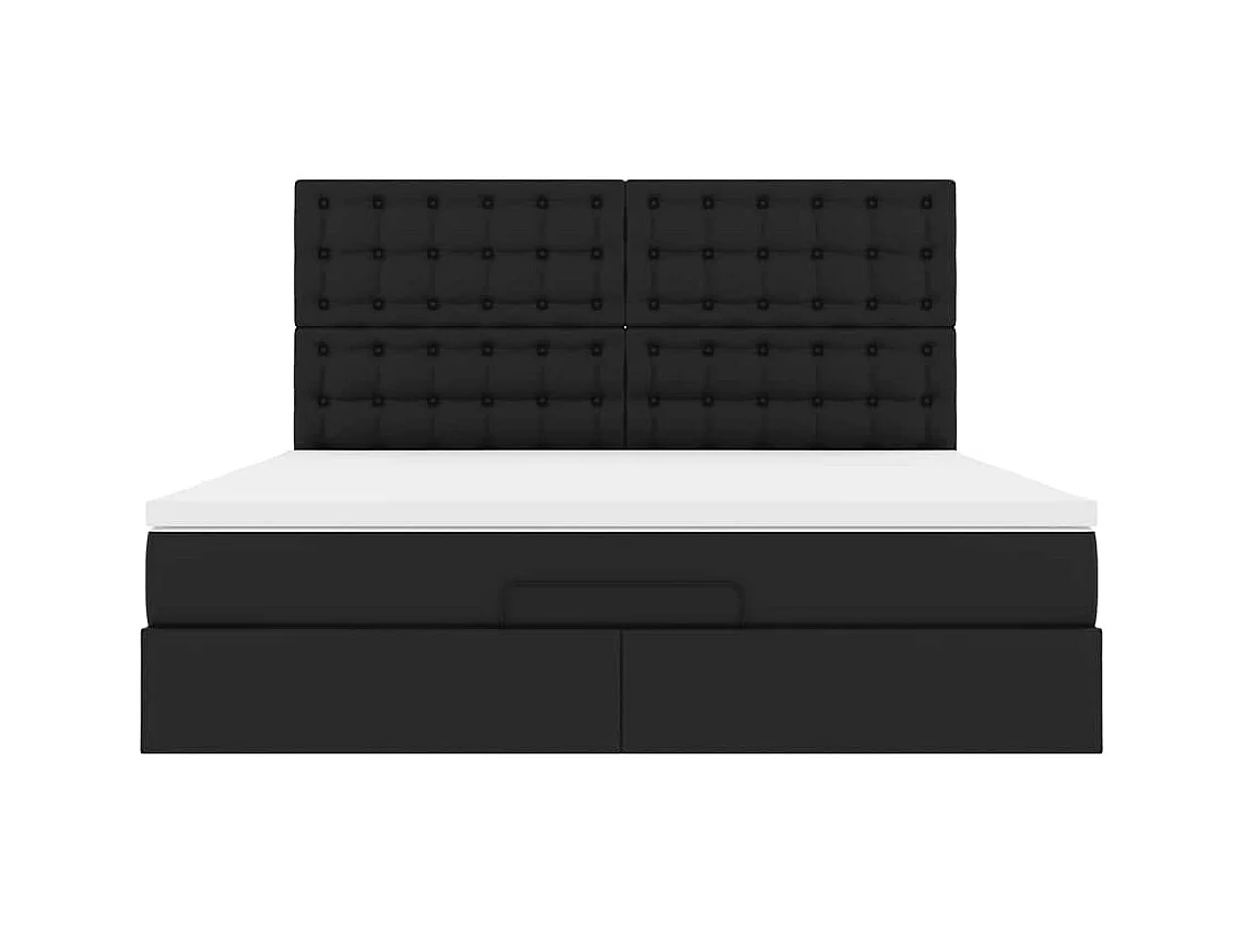 Cadre de lit ottoman avec matelas noir 180x200 cm similicuir