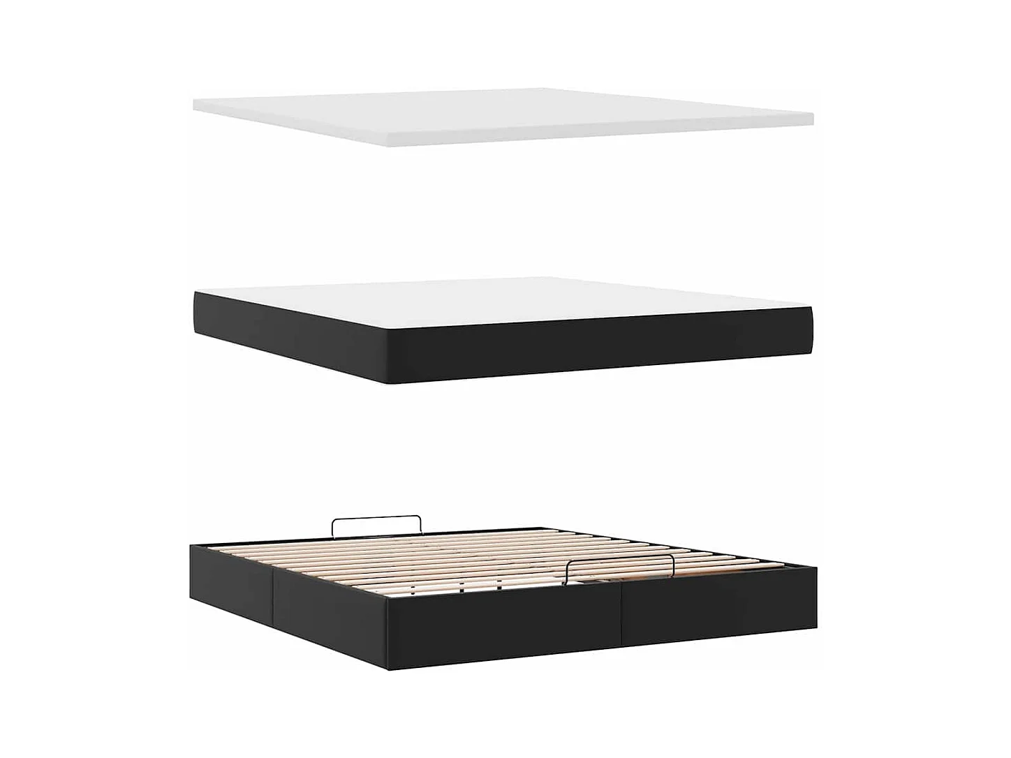 Cadre de lit ottoman avec matelas noir 180x200 cm similicuir
