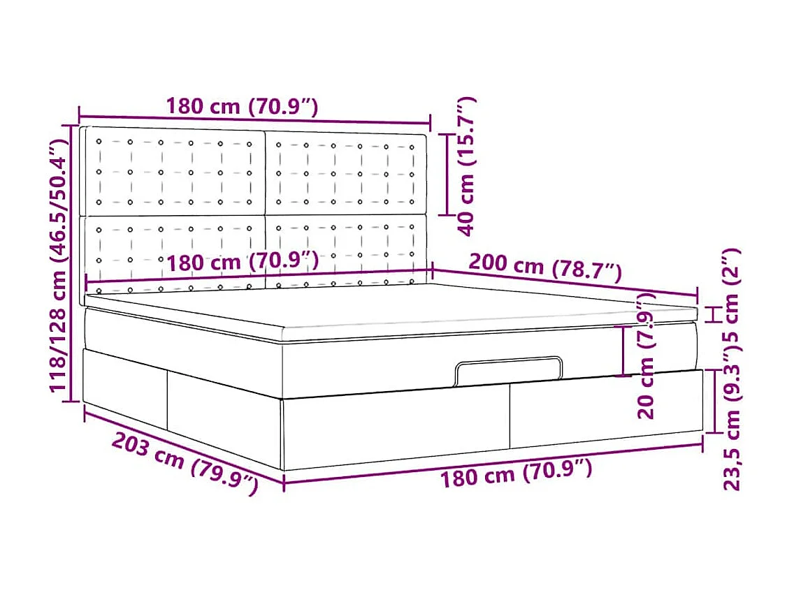 Ottoman bed met matras 180x200cm kunstleer zwart