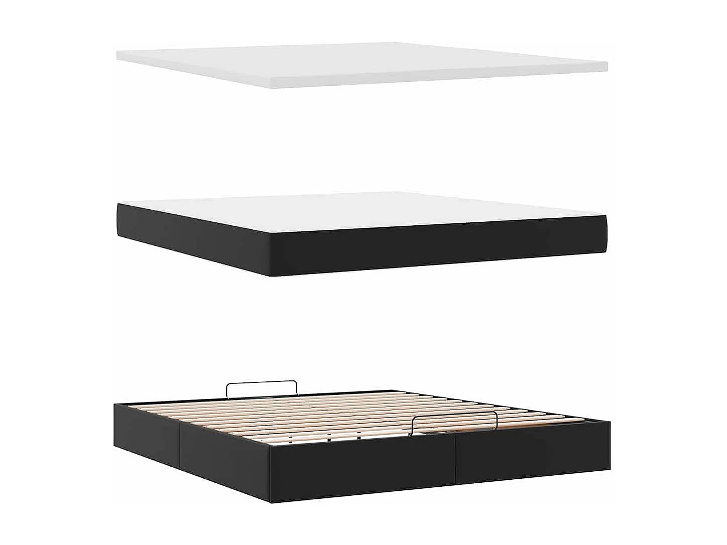 Ottoman bed met matras 180x200cm kunstleer zwart