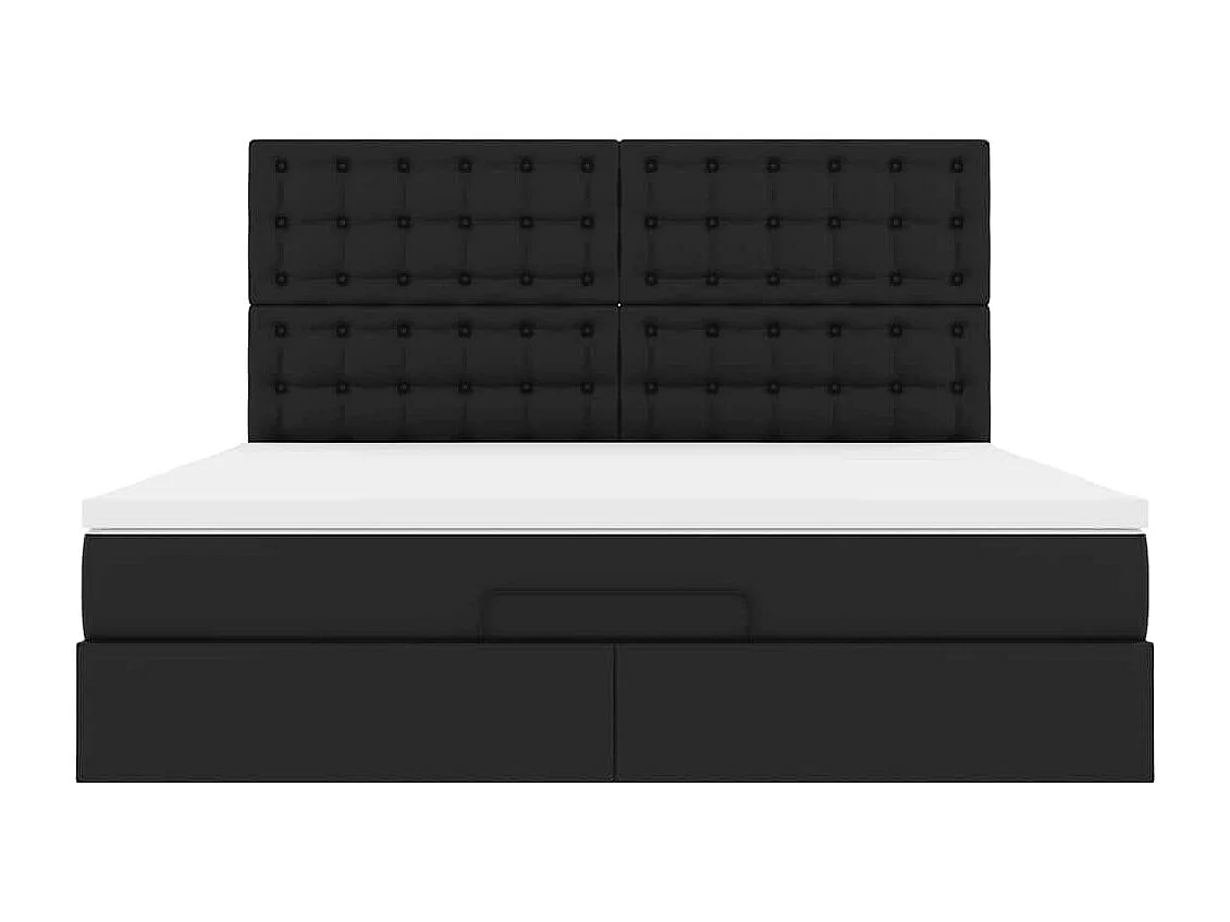 Struttura Letto Pouf con Materasso Nero 180x200 cm Similpelle
