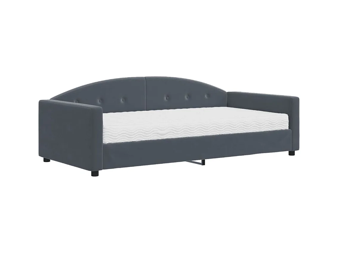 Lit de jour avec matelas gris foncé 100x200 cm velours