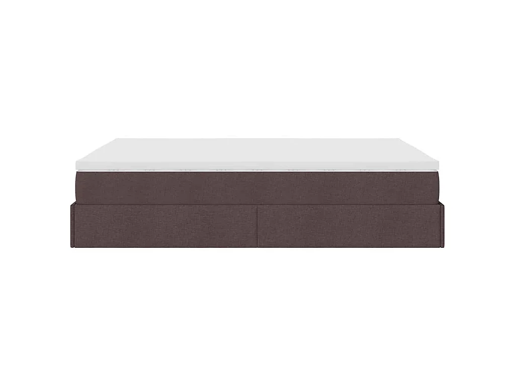 Cadre de lit ottoman avec matelas marron foncé 140x200 cm tissu