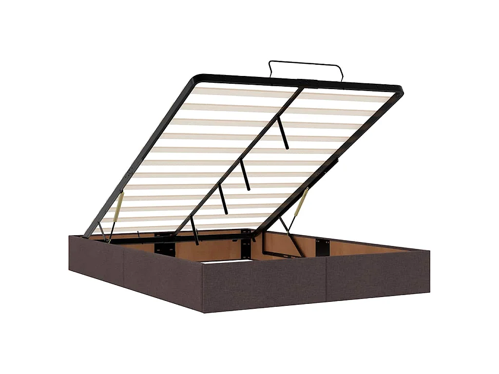 Cadre de lit ottoman avec matelas marron foncé 140x200 cm tissu