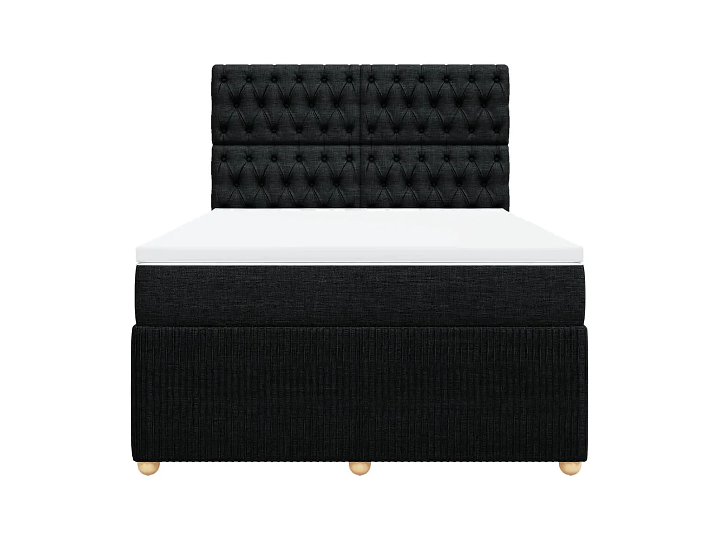 Sommier à lattes de lit avec matelas Noir 140x190 cm Tissu