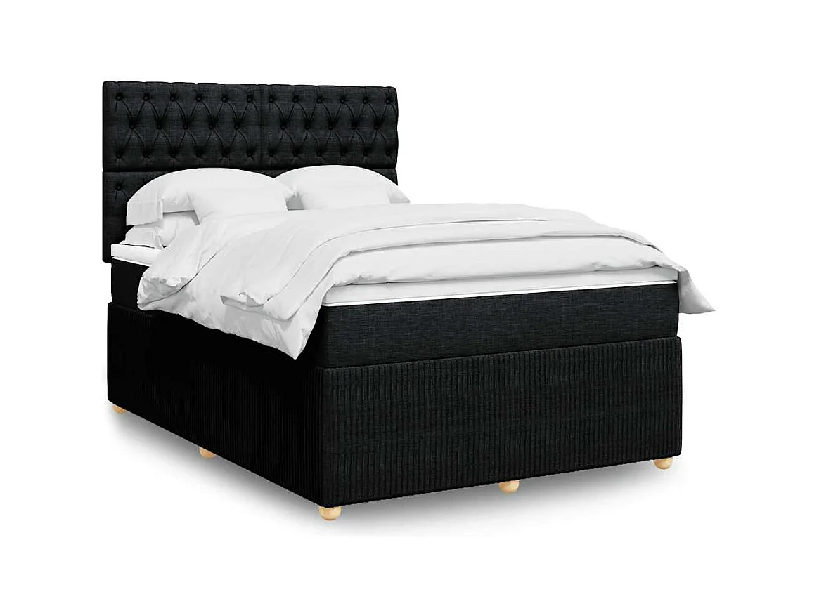 Cama com molas/colchão 140x190 cm tecido preto
