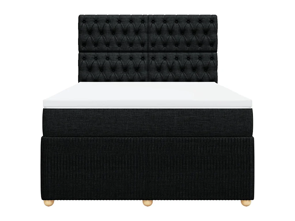 Boxspring met matras stof zwart 140x190 cm