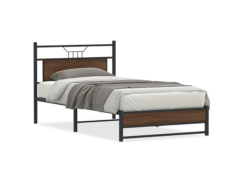 Estrutura cama s/ colchão derivados madeira carvalho castanho