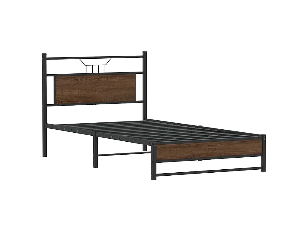 Estrutura cama s/ colchão derivados madeira carvalho castanho