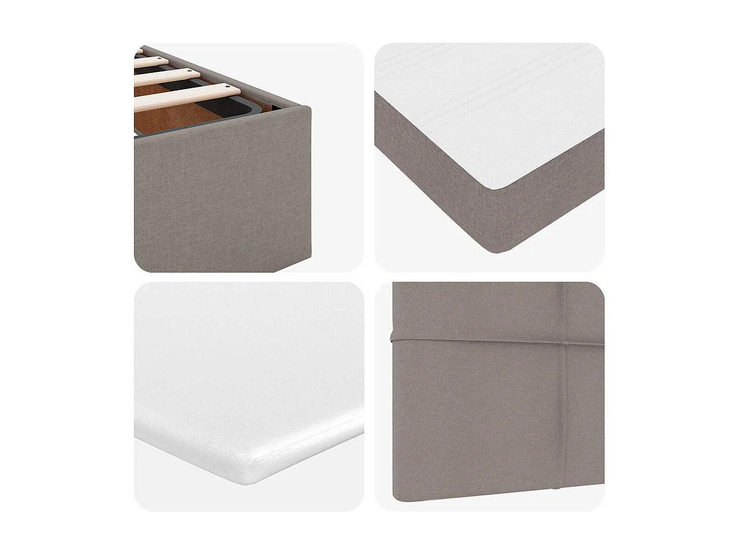 Struttura Letto Pouf con Materasso Tortora 180x200cm in Tessuto