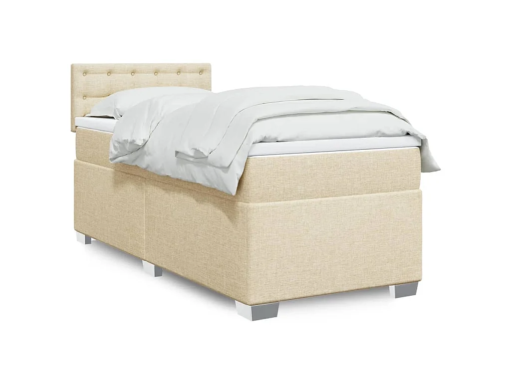 Boxspringbett mit Matratze Creme 100x200 cm Stoff