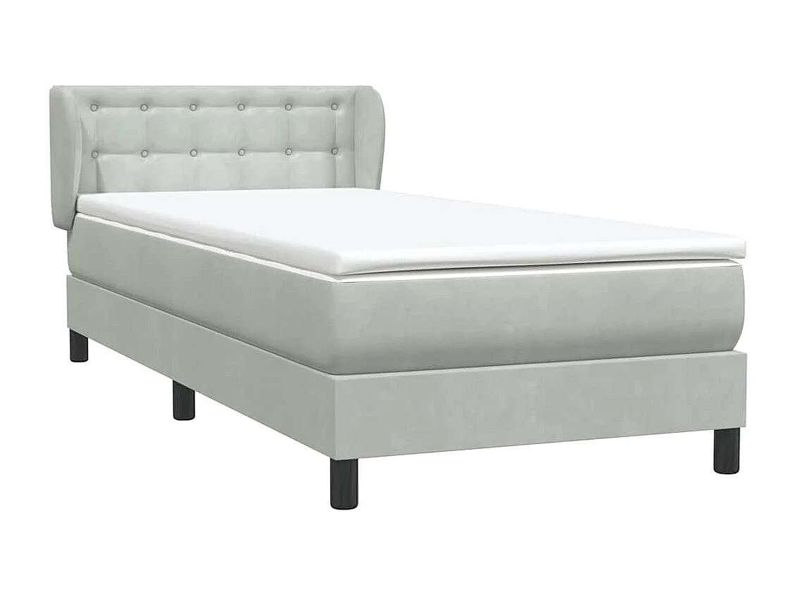 Boxspringbett mit Matratze Hellgrau 90x220 cm Samt