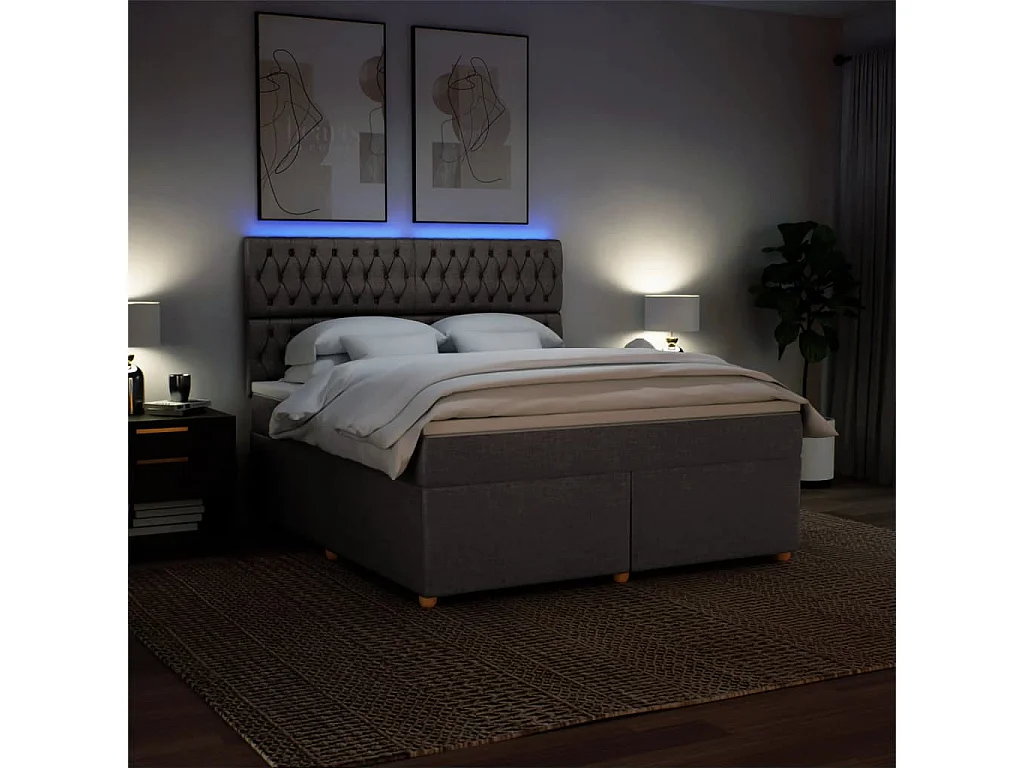 Sommier à lattes de lit avec matelas Taupe 180x200 cm Tissu