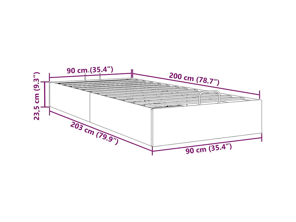 Bedframe zonder matras 90x200 cm stof donkergrijs