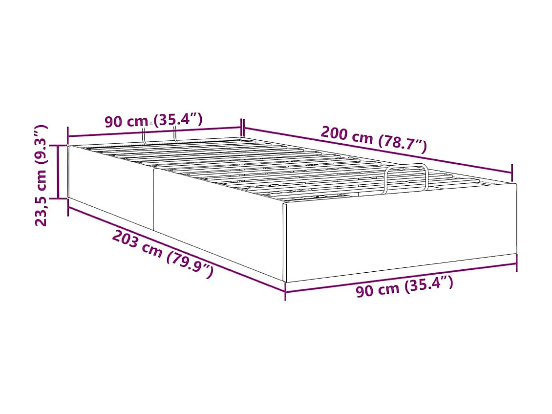 Struttura Letto Pouf senza Materasso 90x200 cm in Tessuto
