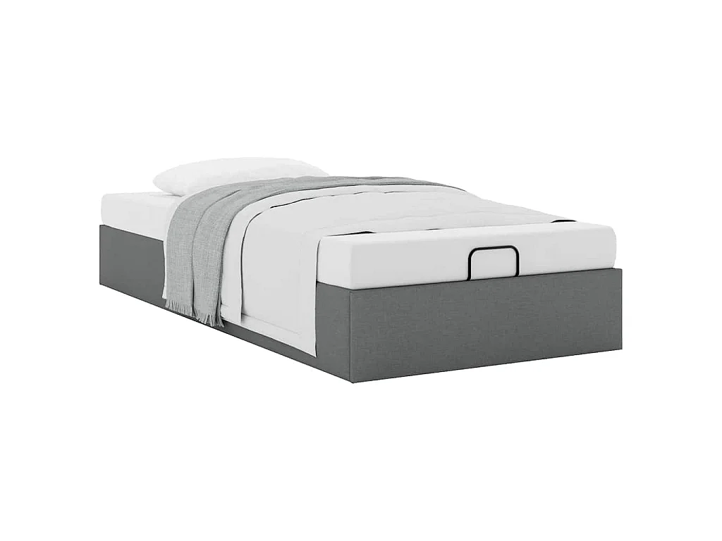 Cadre de lit ottoman sans matelas gris foncé 90x200 cm tissu