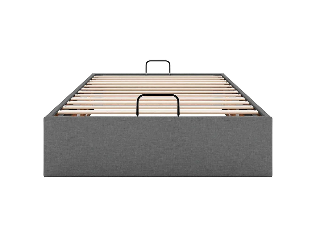 Cadre de lit ottoman sans matelas gris foncé 90x200 cm tissu