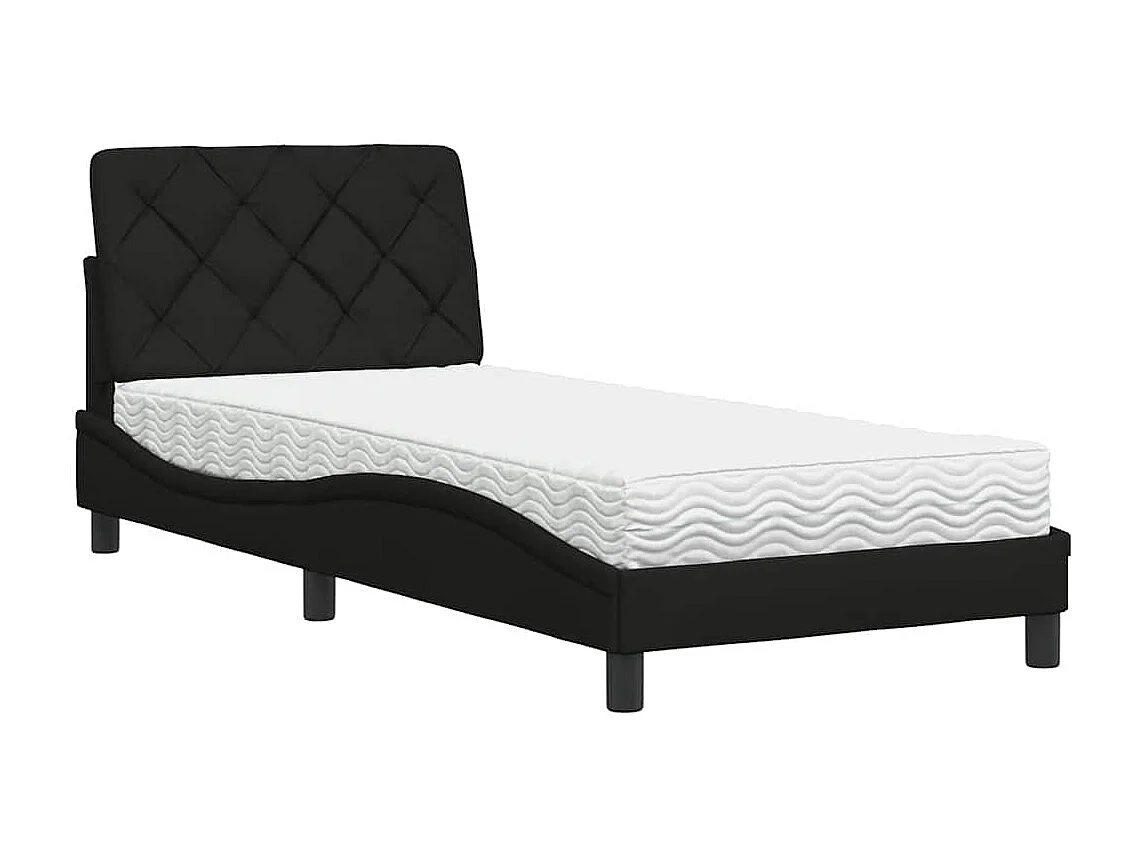 Bed met matras stof zwart 90x200 cm