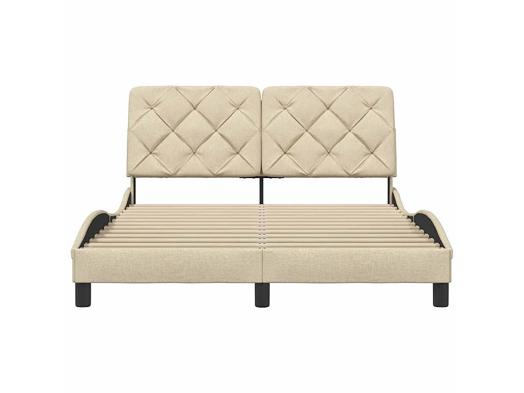 Bettgestell ohne Matratze Creme 140x190 cm Stoff