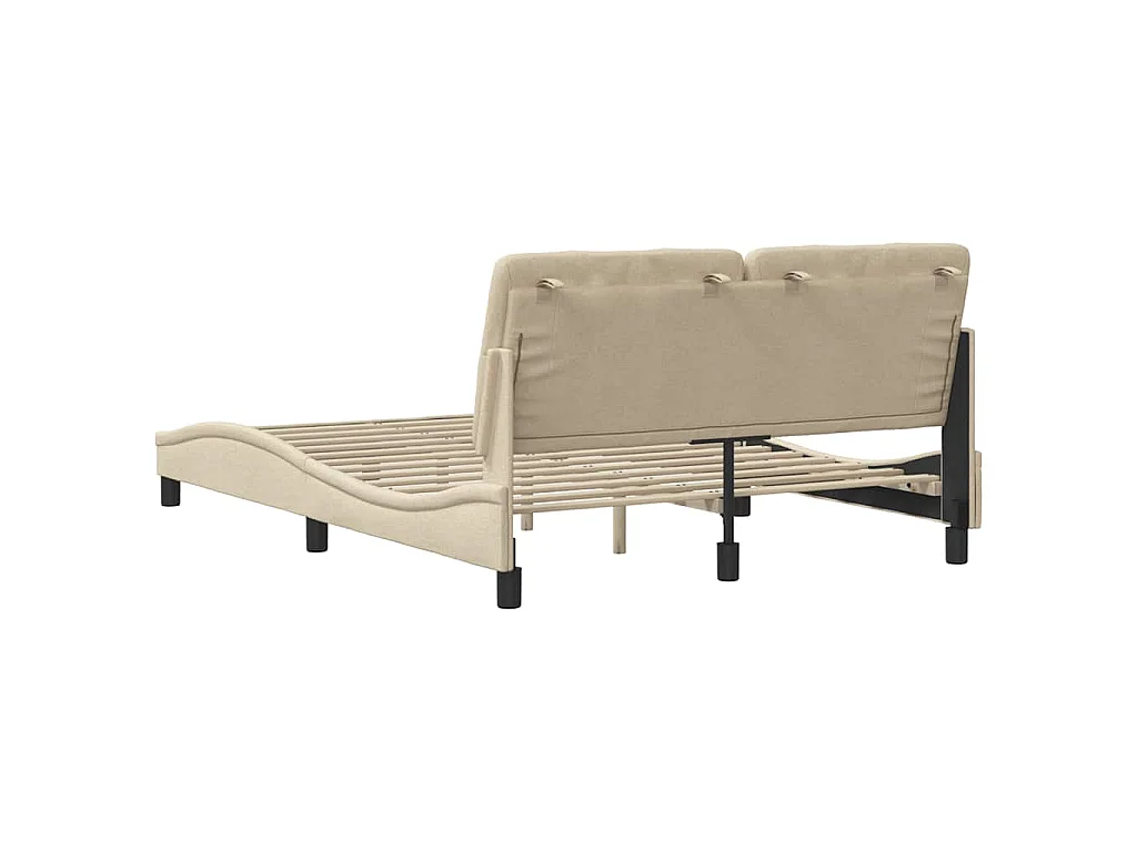 Bedframe zonder matras stof crèmekleurig 140x190 cm
