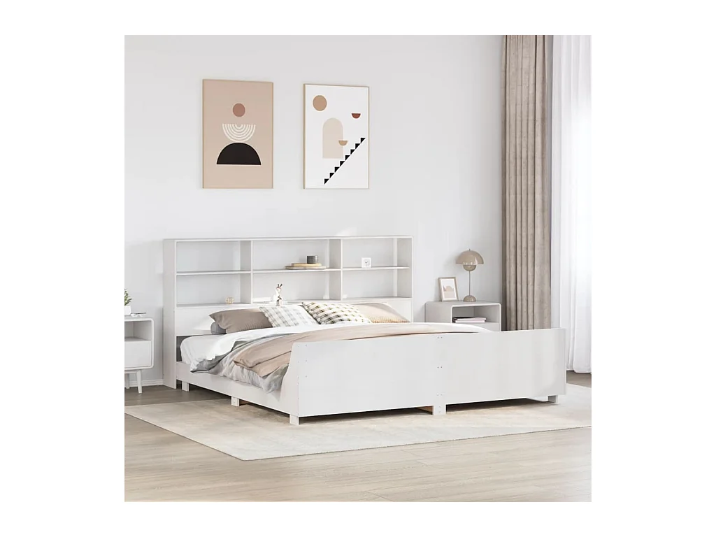 Cadre de lit sans matelas blanc 180x200 cm bois massif de pin