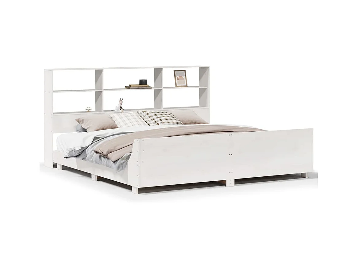 Cadre de lit sans matelas blanc 180x200 cm bois massif de pin