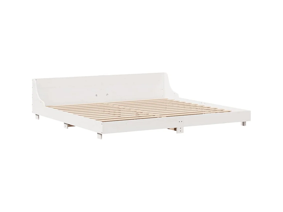Cadre de lit sans matelas blanc 180x200 cm bois massif de pin