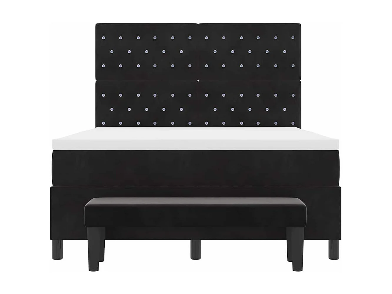 Cama Box com colchão com cabeceira Preto 140 x 190 cm Veludo