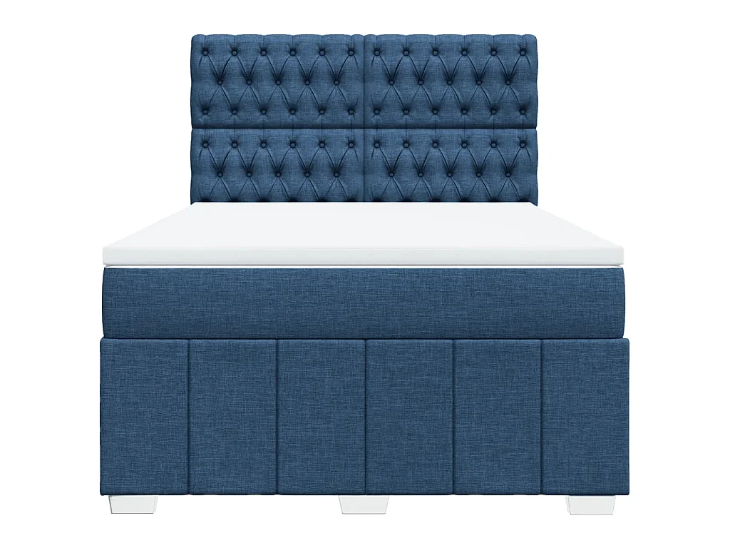 Cama com molas/colchão 140x200 cm tecido azul