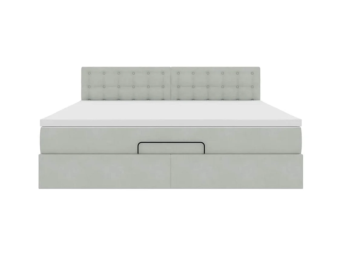 Cadre de lit ottoman avec matelas gris clair 180x200 cm velours