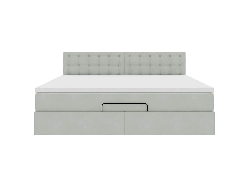 Ottoman-Bett mit Matratze Hellgrau 180x200 cm Samt