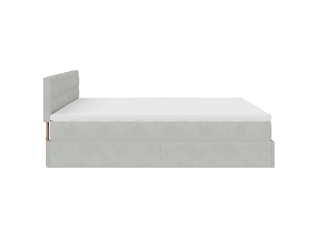 Ottoman-Bett mit Matratze Hellgrau 180x200 cm Samt
