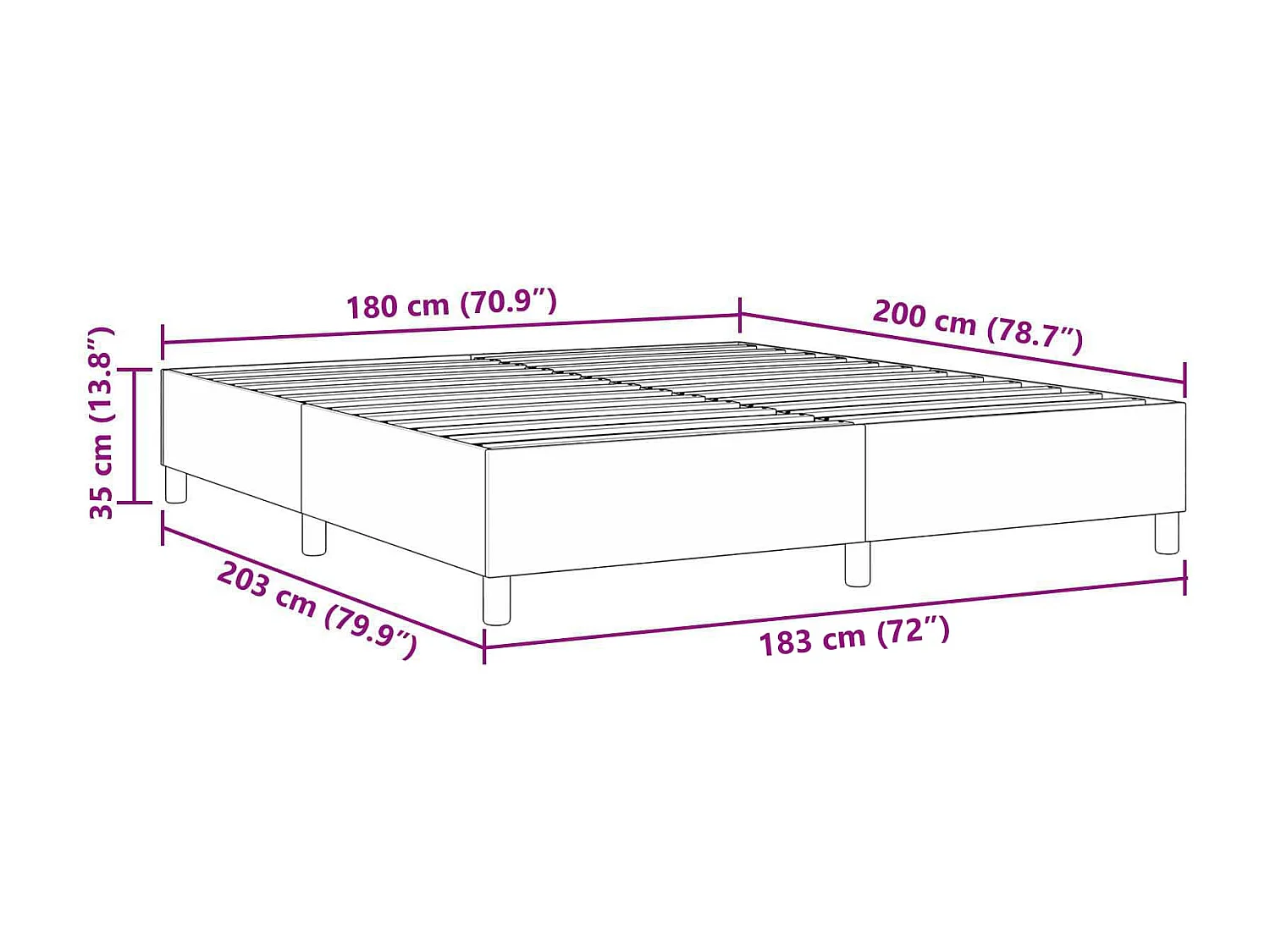 Struttura letto piattaforma Grigio chiaro 180 x 200 cm Tessuto
