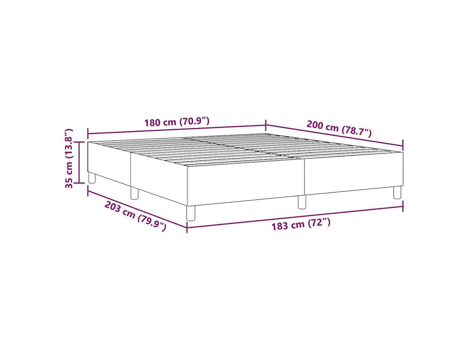 Struttura letto piattaforma Grigio chiaro 180 x 200 cm