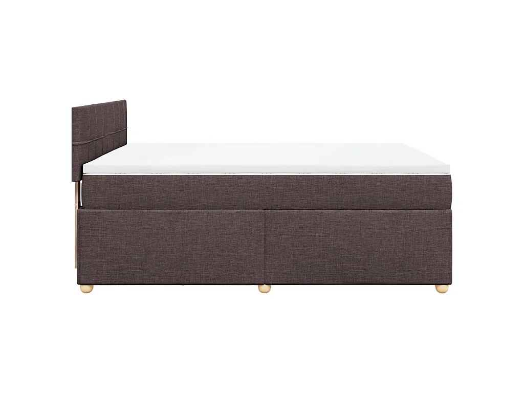 Cama box spring con colchón tela marrón oscuro 140x200 cm