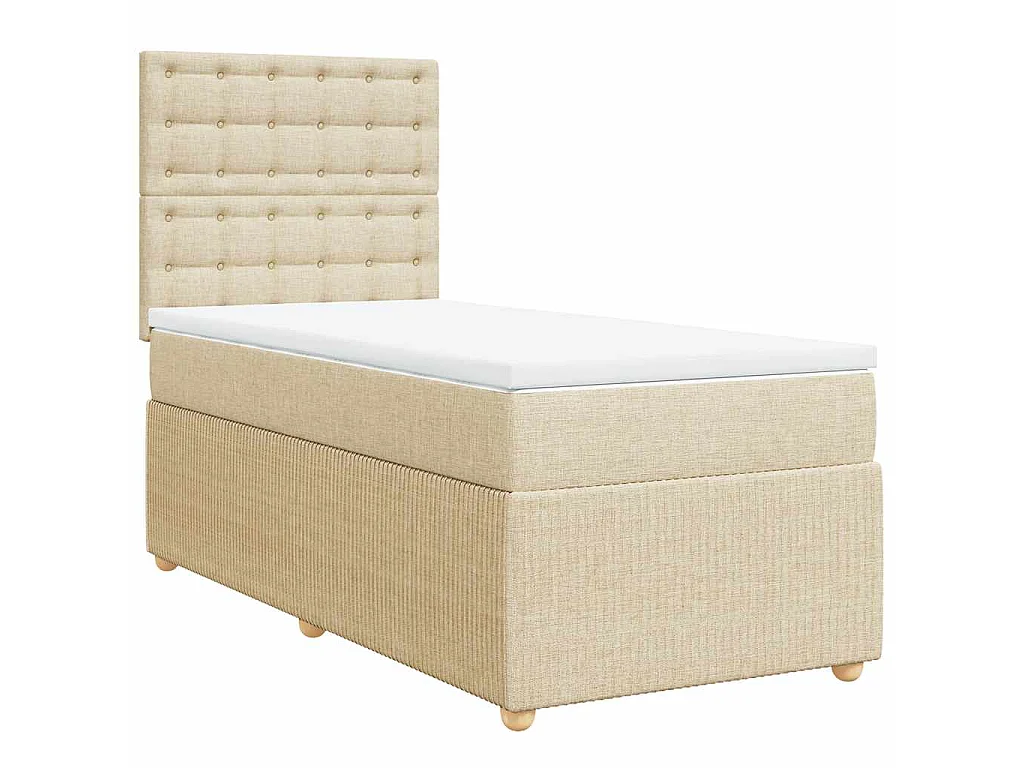 Sommier à lattes de lit avec matelas Crème 90x200 cm Tissu