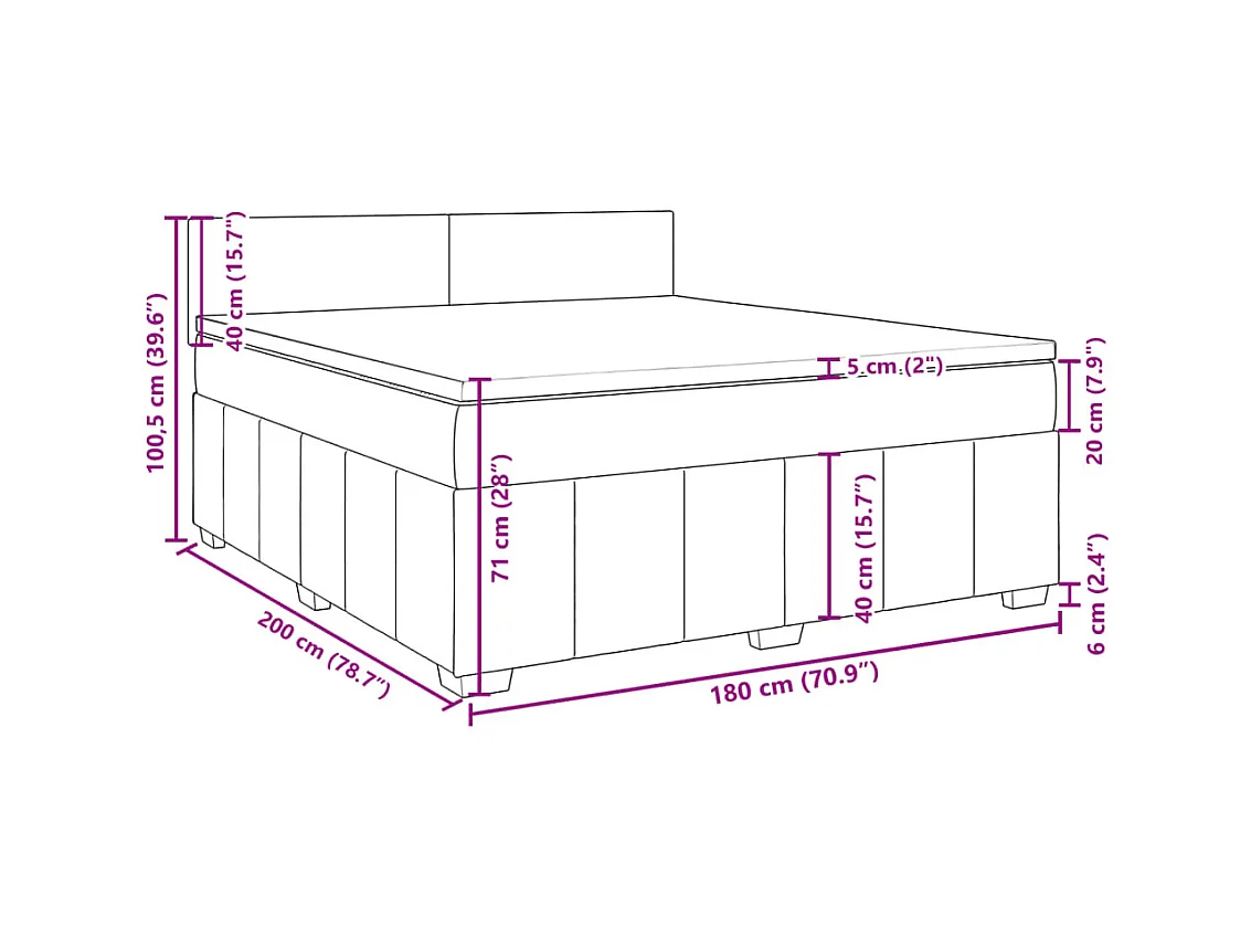 Boxspring met matras stof blauw 180x200 cm