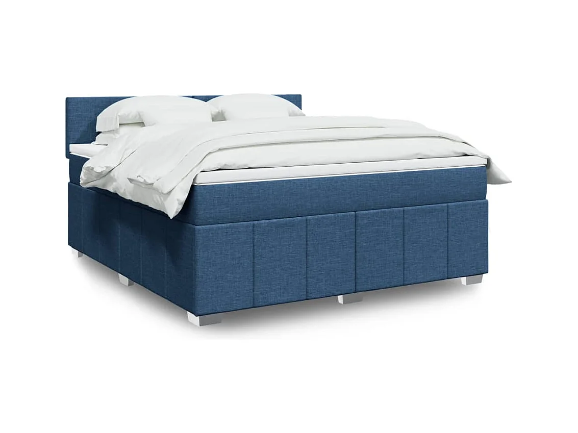 Boxspringbett mit Matratze Blau 180x200 cm Stoff