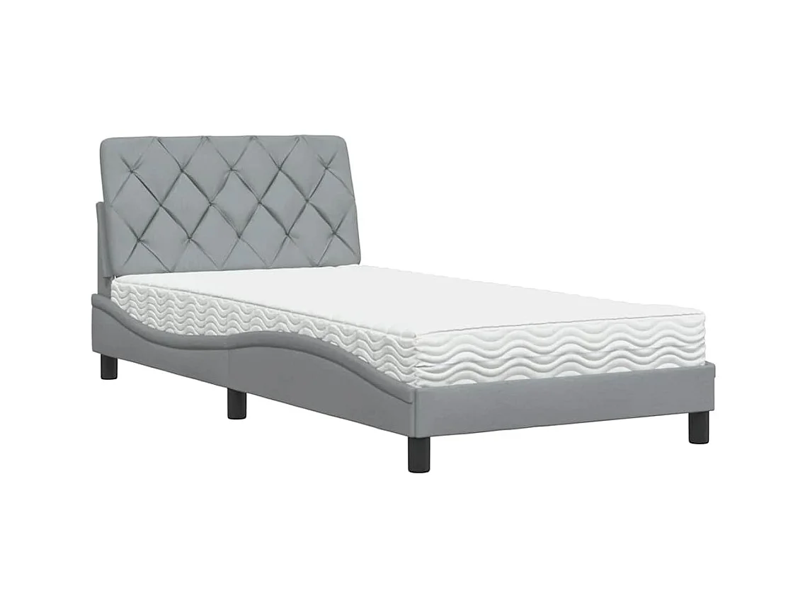 Bed met matras stof lichtgrijs 100x200 cm