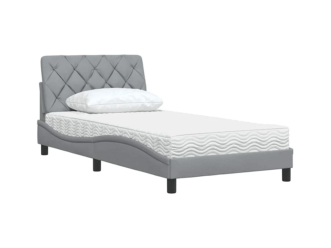 Bed met matras stof lichtgrijs 100x200 cm