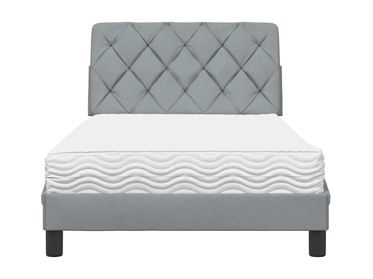 Bett mit Matratze Hellgrau 100x200 cm Stoff