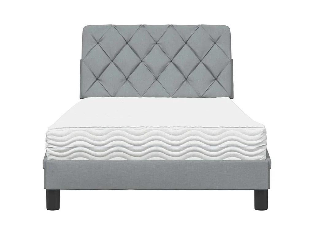 Letto con Materasso Grigio Chiaro 100x200 cm in Tessuto