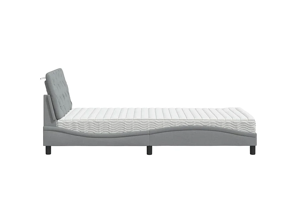 Letto con Materasso Grigio Chiaro 100x200 cm in Tessuto