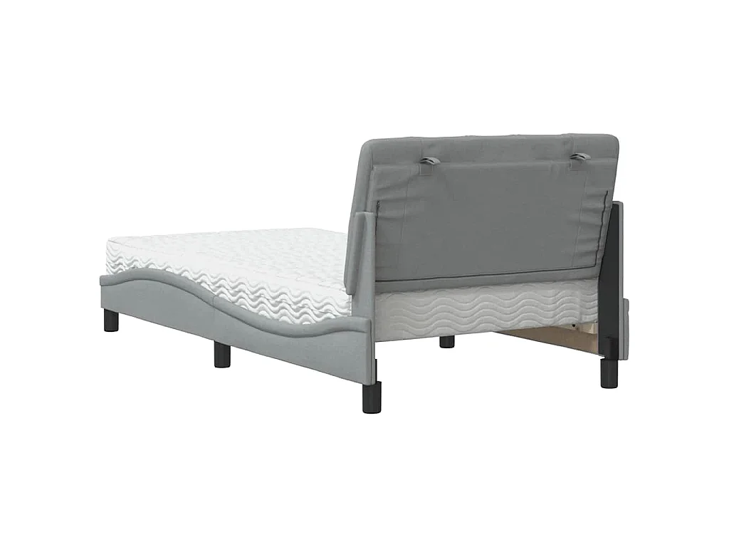 Letto con Materasso Grigio Chiaro 100x200 cm in Tessuto