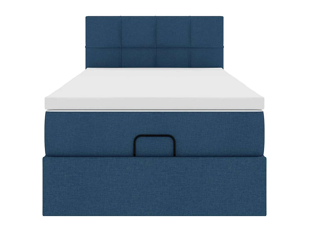 Pouf Letto con Materasso Blu 90x200 cm in Tessuto