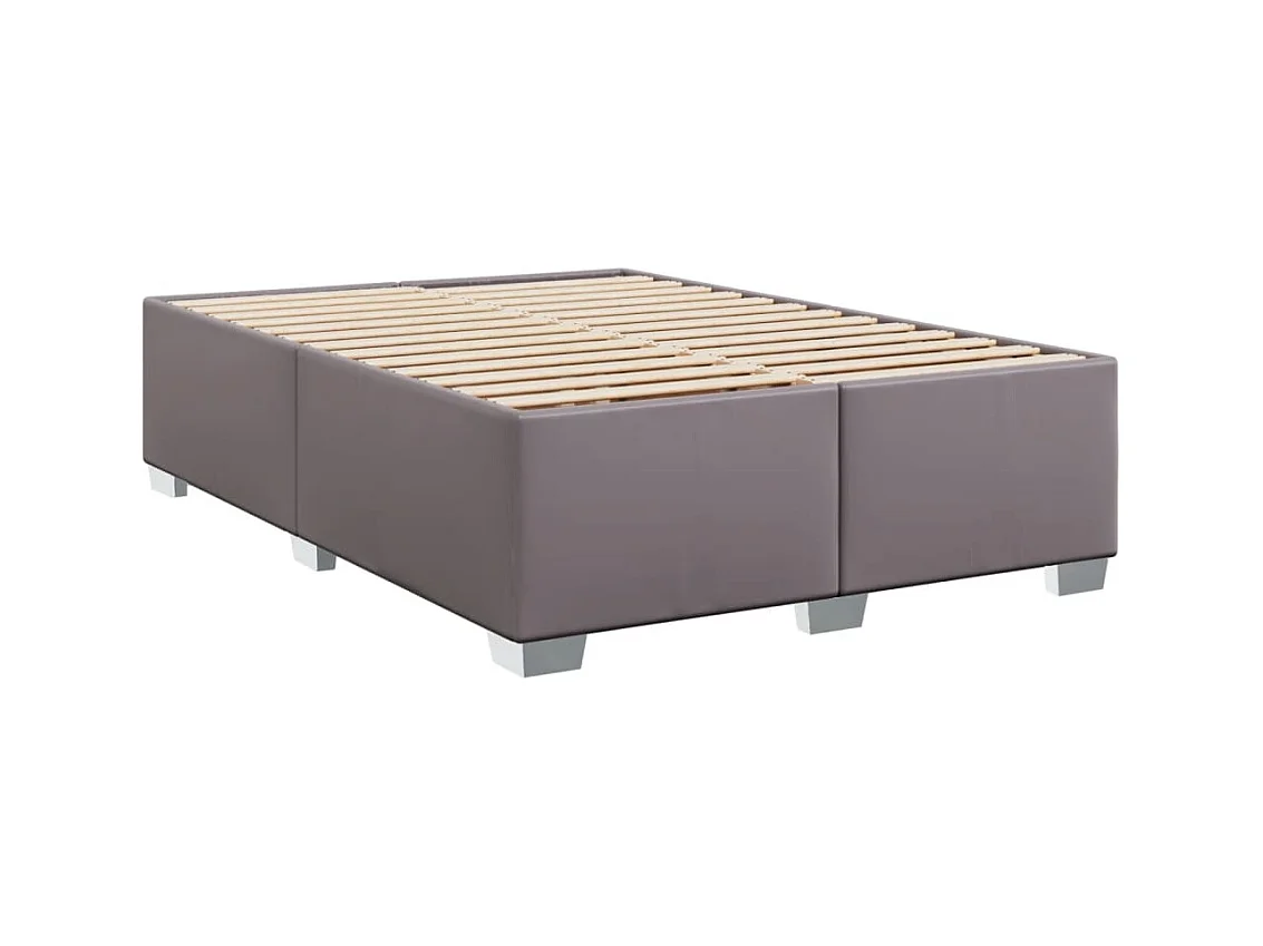 Boxspringbett mit Matratze Grau 140x190 cm Kunstleder
