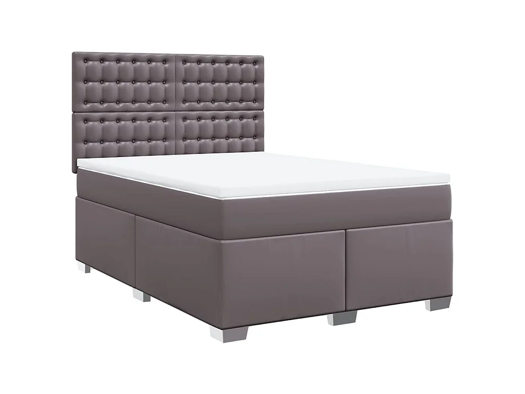 Boxspringbett mit Matratze Grau 140x190 cm Kunstleder