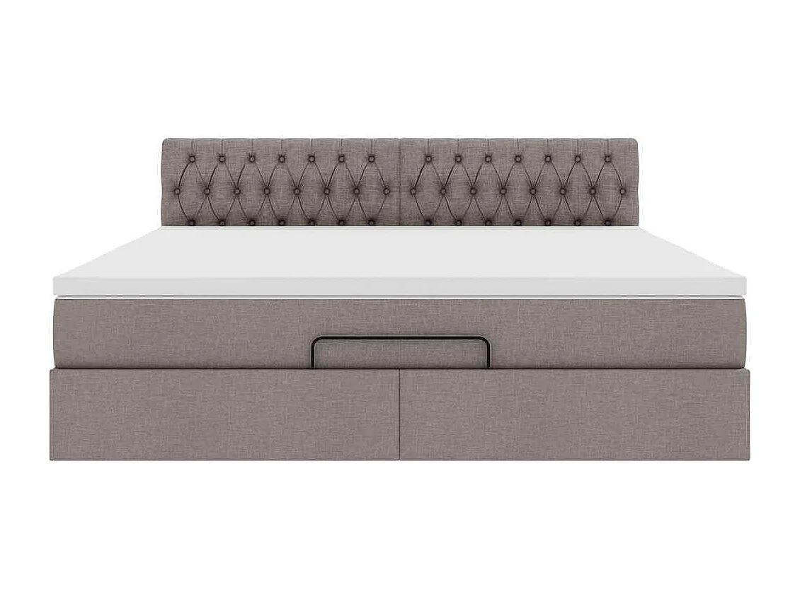 Cadre de lit ottoman avec matelas taupe 180x200 cm tissu