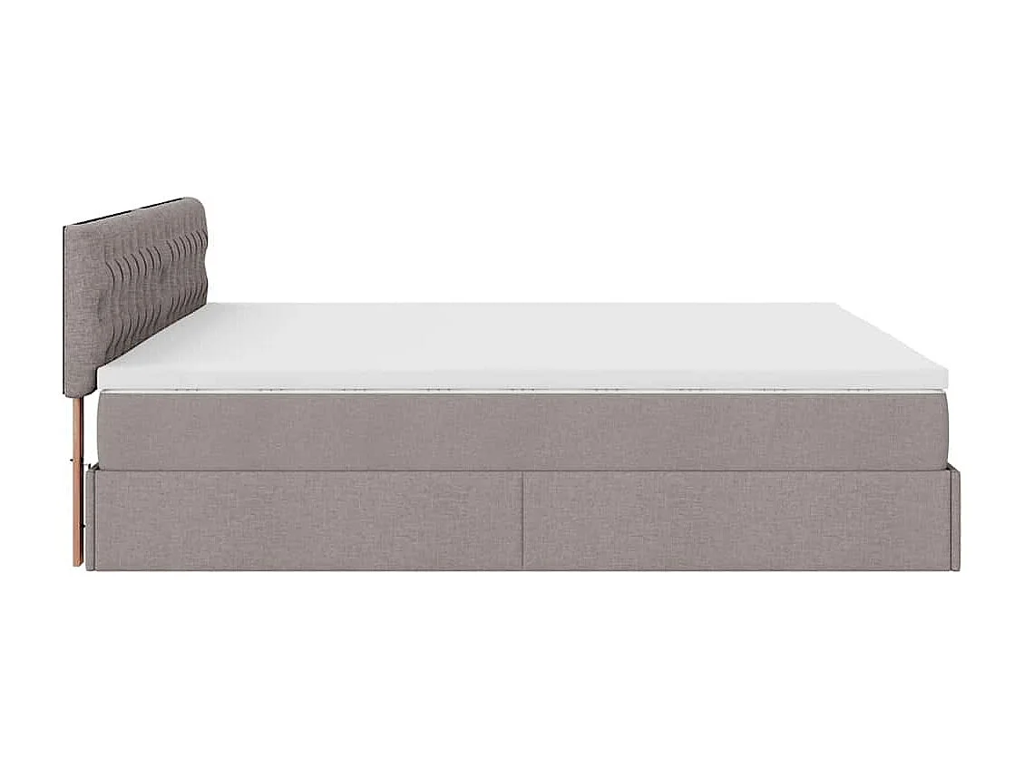 Cadre de lit ottoman avec matelas taupe 180x200 cm tissu