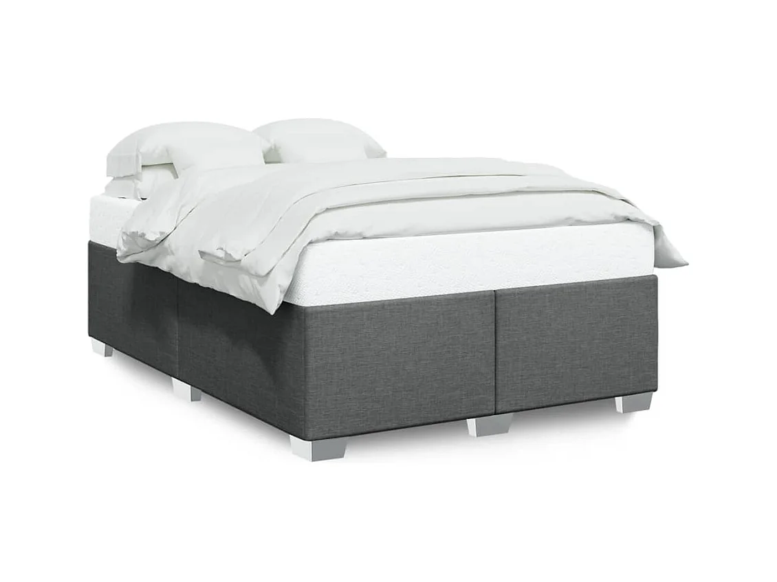 Estrutura de cama sem colchão 140x190 cm tecido cinzento-escuro